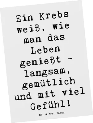 Produktbild von Mr. & Mrs. Panda Postkarte Spruch Krebs Genießer - Weiß - Geschenk, Ansichtskarte, Geschenke Astrologie, einfühlsam, Sternzeichen, Grußkarte, Empathie, bildkarte