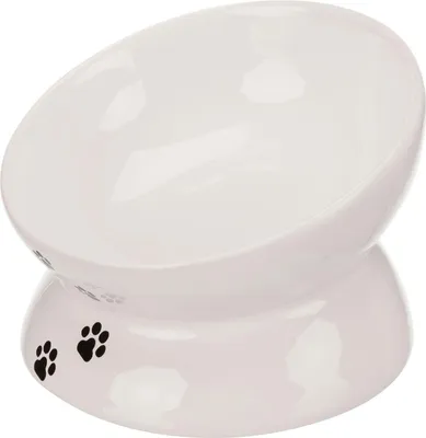 Zdjęcie produktu dla Podwyższona miska Trixie, ergonomiczna, ceramiczna, biała 0,15 l/ø 13 cm