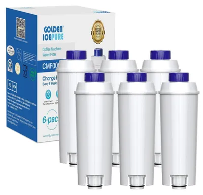 Image de Filtres à eau pour machines à café automatiques, compatibles avec les modèles De'Longhi DLSC002, SER3017, ECAM, ESAM, ETAM, BCO et les séries EC. (Lot de 6)