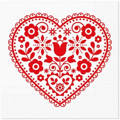 Image de Serviettes 33x33 cm - Folk Embroidery Heart