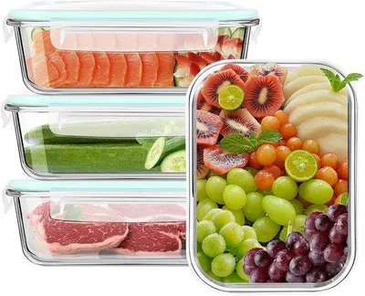 Image de Boîtes à repas en verre avec couvercles, lot de 8 - Compatibles micro-ondes, lave-vaisselle et congélateur - Boîtes à repas en verre