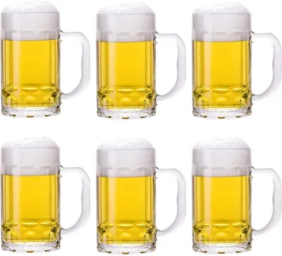 Produktbild von 6er-Pack schwere Bierkrüge, große Biergläser mit Henkel, 14-Unzen-Glaskrüge, klassisches Bierkrug-Gläser-Set