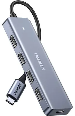 Immagine prodotto di Hub USB - UGREEN - 4 porte USB 3.0 + USB-C - Grigio