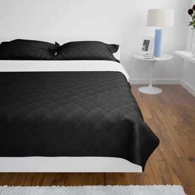 Obrázek produktu pro vidaXL Oboustranný přehoz na postel Prošívaný černobílý 170x210 cm