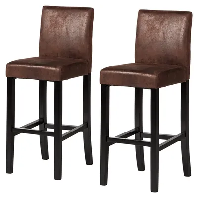 Produktbild von home24 Barstuhl (2er-Set) - Braun - Microfaser - Gummibaum - 43 x 109 x 53 cm