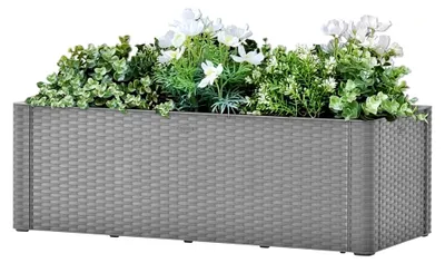 Produktbild von Hochbeet mit Selbstbewässerungssystem Grau 100x43x33 cm, Palettenrahmen, Hochteich, Gemüsebeet, Kräuterregal Balkon, Blumenbeet, Kräuterspirale, Tomatenbeet, Pflanzhochbeet