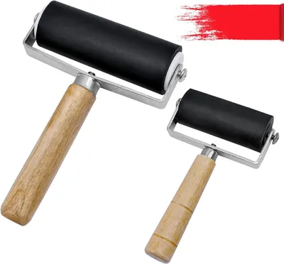 Imagen del producto de Juego de rodillos de goma, de 10 cm y 6 cm, 2 unidades, para impresión y pintura
