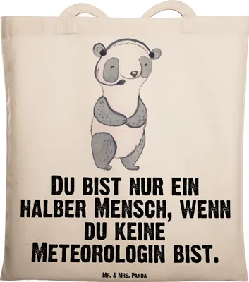 Produktbild von Mr. & Mrs. Panda Jutebeutel Meteorologin Herz - Transparent - Geschenk, Tasche, Shopping, Schultasche, Einkaufstasche, Tote Bag