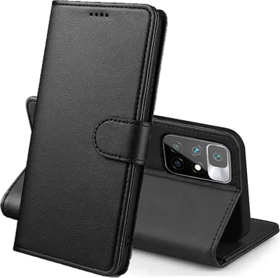 Produktbild von Hülle für Xiaomi REDMI 10 4G - Schwarze Brieftasche Klappe Magnetisiert Aufbewahrung Karten Handyhülle Phonillico®