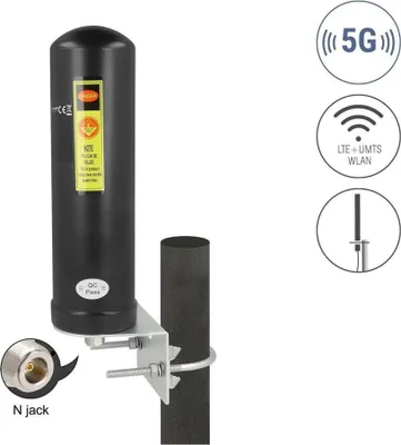 Zdjęcie produktu dla DeLOCK 96093, 5 dBi, 0.6 - 0.96, 1.71 - 6 GHz, 50 Ω, 360°, 18°, Antena dookólna