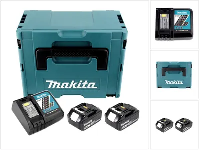 Image de Makita Power Source Kit 18V Li: 2x Batteries BL1860B 6,0Ah + Chargeur DC18RC ( 199480-6 ) + Coffret Makpac