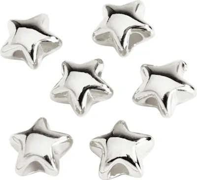 Produktbild von Mini-Metall-Perle "Stern", 6 Stück Silber