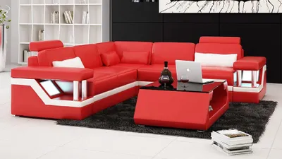 Produktbild von Designer Sofa Couch Ecksofa Leder Textil Polster Garnitur Wohnlandschaft L Form