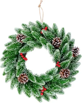 Produktbild von Weihnachtskranz MagicHome, mit Beeren, natürlich, beschneit, 33 cm