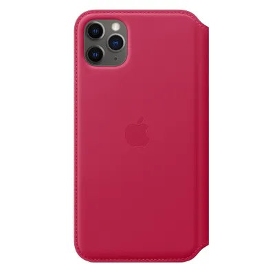Produktbild von Apple Folio - Flip-Hülle für Mobiltelefon - Leder - himbeerfarben - für iPhone 11 Pro Max