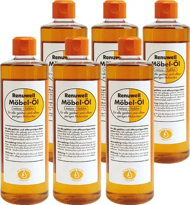 Produktbild von Renuwell Möbelöl Farblos Holzpflegemittel Möbelreiniger Spar-Sets 6 x 500 ml