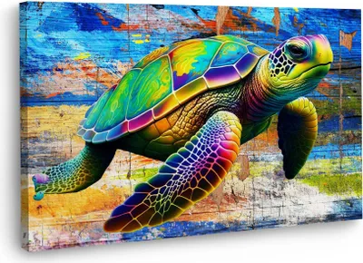 Produktbild von Schildkröte Wandbild Leinwandbild Kunstdruck XL Pop Art: 90x60x4cm