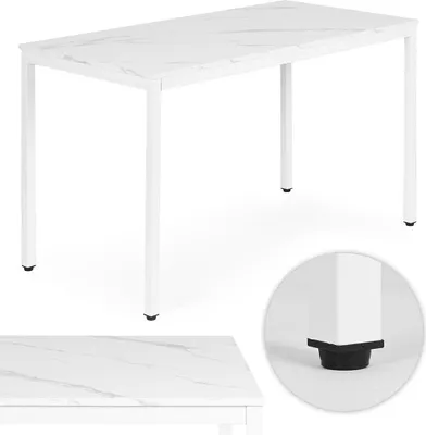 Produktbild von Esstisch/Schreibtisch, 120 x 60 cm, weißer Marmor, bietet Platz für 4-5 Personen