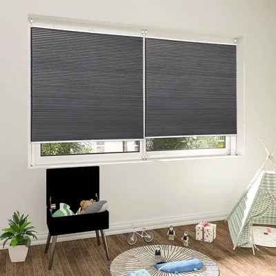 Produktbild von WOLTU Doppelplissee Wabenplissees ohne Bohren mit Klemmträger dunkelgrau-weiß : 70 x 120 cm Größe: 70 x 120 cm