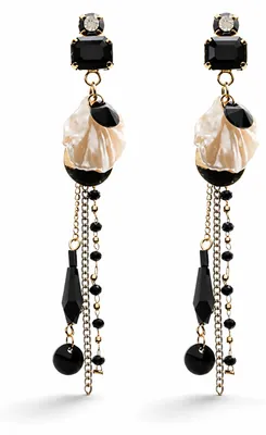Produktbild von Biba Ohrhänger Ohrringe Muschel Schwarz Weiß & Gold Statement