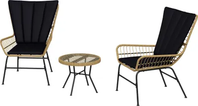 Produktbild von Bistro-Set Balkonmöbel-Set Balkonmöbel, Boho-Stil, wetterbeständig, 76 x 66 x 96 cm, Schwarz