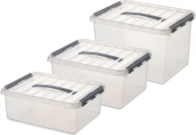 Produktbild von 9er Set-Clipboxen, 12 Liter, 15 Liter und 22 Liter, transparent, PP