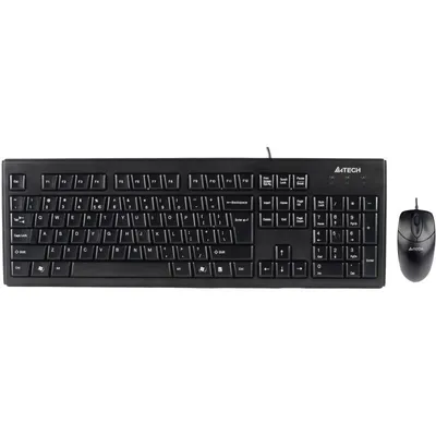 Obrázek produktu pro A4Tech KRS-8372, Plná velikost (100 %), Kabel, USB, QWERTY, Černá, Obsahuje myš