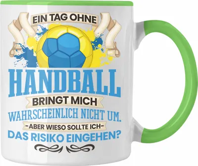 Produktbild von Trendation - Handball Tasse Geschenk für Handball-Spieler Spielerin Trainer Coach Lustiger Spruch Geschenkidee (Grün)