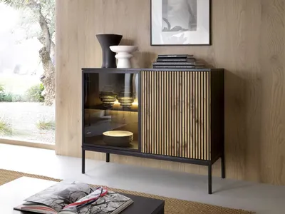 Produktbild von Kommode Sento K-104 schwarz + Wotan Eiche