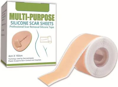 Produktbild von 3 Stück Narbenpflaster Silikonpflaster Narben Silikon Pflaster Reduktion Silicone Scar Sheets, Länge: 4cm x 150cm