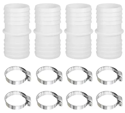 Produktbild von Pool Schlauchadapter 38mm auf 38mm, 4 Stück mit 8 Schlauchschellen