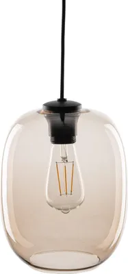 Produktbild von Hängeleuchte Metall Rauchglas E27 Ø 20 cm H: max. 170 cm Schwarz Bernstein rund Modern