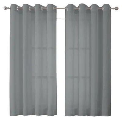 Immagine prodotto di Tende in lino semitrasparenti, set da 2, resistenti, grigie, 140x225 cm