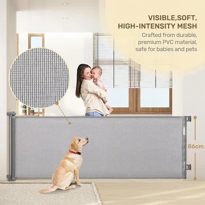 Obrázek produktu pro Bezpečnostní zábradlí Famanu, výsuvné, rozsah 0-300 cm - šedá barva, ovládání jednou rukou, montáž pomocí vrtání