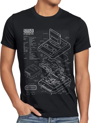 Produktbild von style3 SNES Blaupause Herren T-Shirt 16-Bit Videospiel