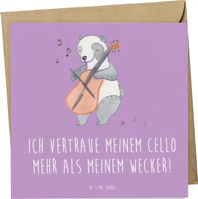 Produktbild von Mr. & Mrs. Panda Klappkarte Cello Vertrauen - Lavendeltraum - Geschenk, Musiker, faltkarte, Musikinstrument, Musik, klassische, Orchester, Solo, doppelkarte, anlasskarte