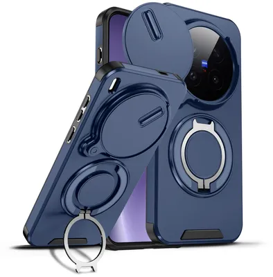 Obrázek produktu pro Dvouvrstvé pouzdro pro Vivo X300 Pro, posuvným krytem fotoaparátu a magnetickým kroužkovým stojánkem Modrý