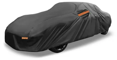 Immagine prodotto di Elzusha - Copertura impermeabile per auto, colore nero, tessuto 190T-PU, protezione UV, dimensioni 400x175x115 cm