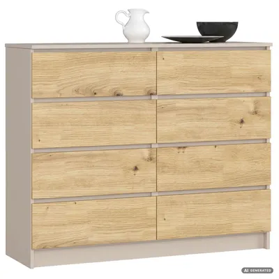 Zdjęcie produktu dla Komoda K120 Kaszmir 120 cm 8 szuflad kolor Dąb Artisan mat 120x40x99 cm