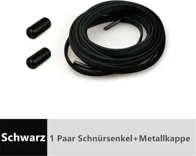 Produktbild von Elastische Schnürsenkel mit Schnellverschluss Schnellschnürsystem Schuhbänder ohne Binden Flach Rund Bunt, Schwarz