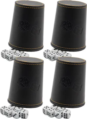 Produktbild von 4 Würfelbecher 24 Würfel Knobelbecher Lederwürfelbecher Kunstleder Spiel Würfel Set
