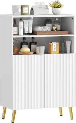 Produktbild von HOMCOM Badezimmerschrank schmal mit 2 Soft-Close-Türen für Badezimmer Weiß