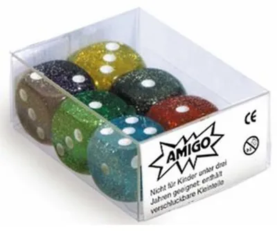 Produktbild von Würfel Glitter W06 Set gemischt, 6 Stück, 16mm, Acryl