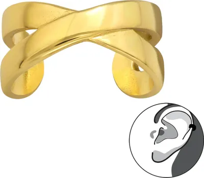 Produktbild von 925 Sterling Silber vergoldete verkreuzte Ohrmanschette Ear Cuff Ohrklemme