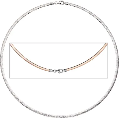 Produktbild von JOBO Halsreif Halskette Collier 925 Silber rotgold vergoldet beidseitig tragbar 45 cm