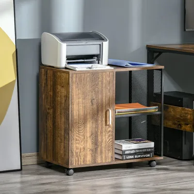 Image de Support d'imprimante - Rangement pour imprimante - Meuble de rangement - Rangement de bureau - Organisateur de bureau - Style industriel vintage