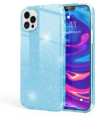 Obrázek produktu pro NALIA Glitter pouzdro na mobilní telefon pro iPhone 12 Pro Max, Bling Case Glitter Cover Bumper Blue