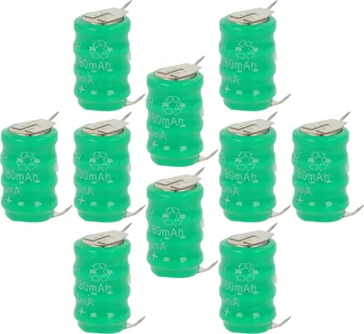 Produktbild von vhbw 10x NiMH Ersatz Knopfzellen-Akku (80 mAh, 4,8 V, NiMH)