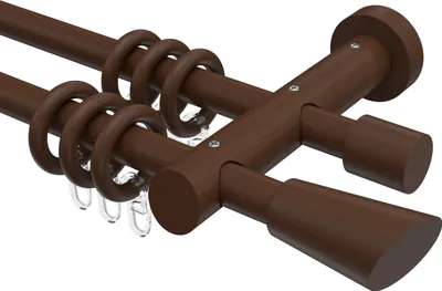 Produktbild von Interdeco Gardinenstange / Vorhangstange Nussbaum lackiert, Typ Talena Bero (Konus Schräge), 20 mm Ø 2-läufig, 100 cm