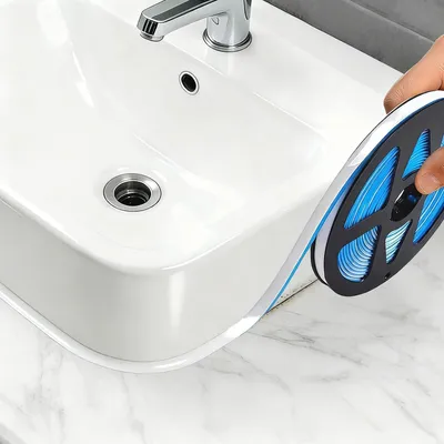 Produktbild von Dichtungsband, weißes selbstklebendes wasserdichtes Dichtungsband, Dichtungsband, dekoratives Klebeband für Toilette, Dusche, Badewanne, Waschbecken (